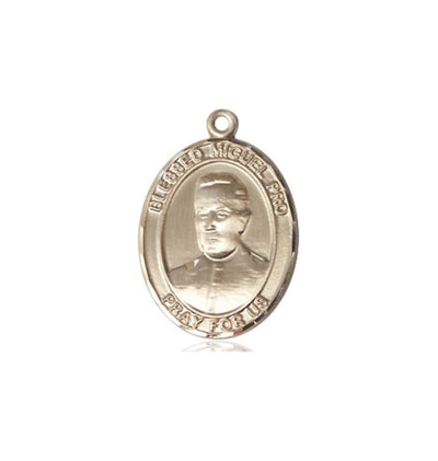 Blessed Miguel Pro 14kt Gold Oval Medium Medal, Bliss Manufacturing