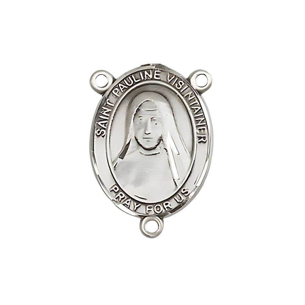 Bliss St. Pauline Visintainer Engravable Sterling Silver Rosary Centerpiece, Measures 3/4-inch tall by 1/2-inch wide