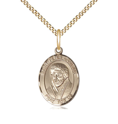 St Peter Canisius Gold-filled Oval Engravable Medium Medal Necklace with Plated Chain, Bliss Manufacturing