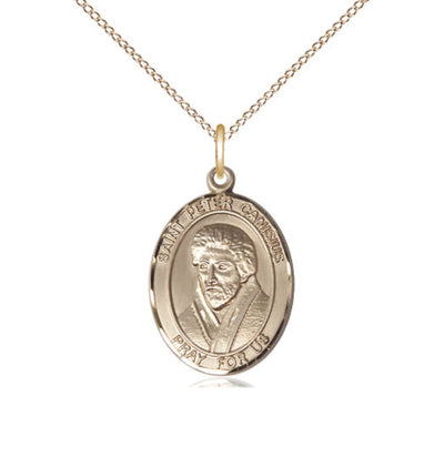 St Peter Canisius Gold-filled Oval Engravable Medium Medal Necklace with Gold-filled Chain, Bliss Manufacturing