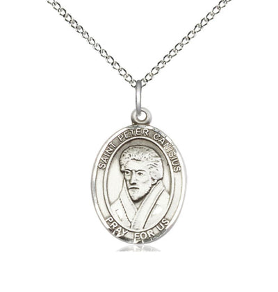 St Peter Canisius Sterling Silver Oval Medium Medal Necklace with Sterling Chain, Bliss Manufacturing