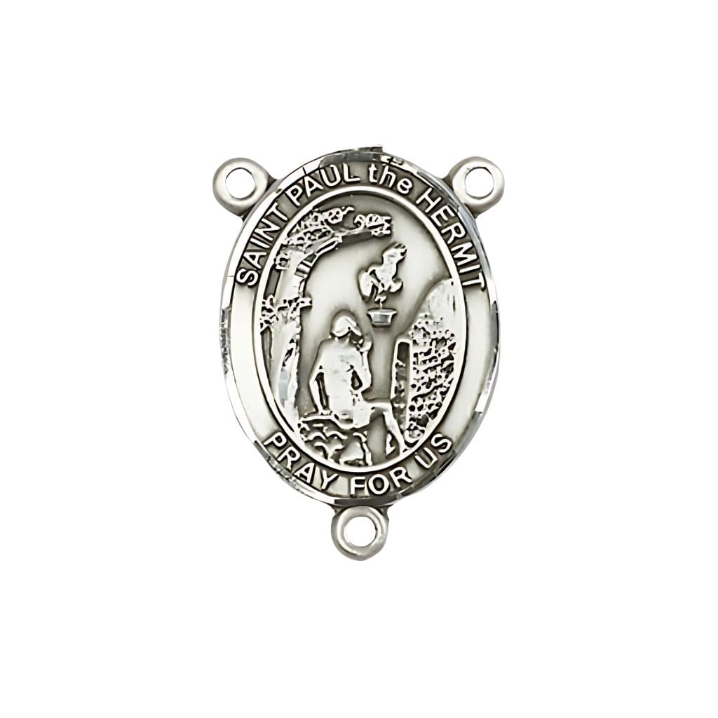 Bliss St. Paul the Hermit Engravable Sterling Silver Rosary Centerpiece, Measures 3/4-inch tall by 1/2-inch wide