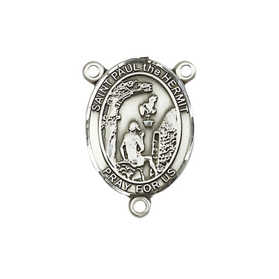 St. Paul the Hermit Engravable Sterling Silver Rosary Centerpiece, Measures 3/4-inch tall by 1/2-inch wide, Bliss Manufacturing