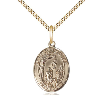 Medium St Paul the Hermit Gold-filled Oval Engravable Medal Necklace w/Plated Chain, Bliss Manufacturing