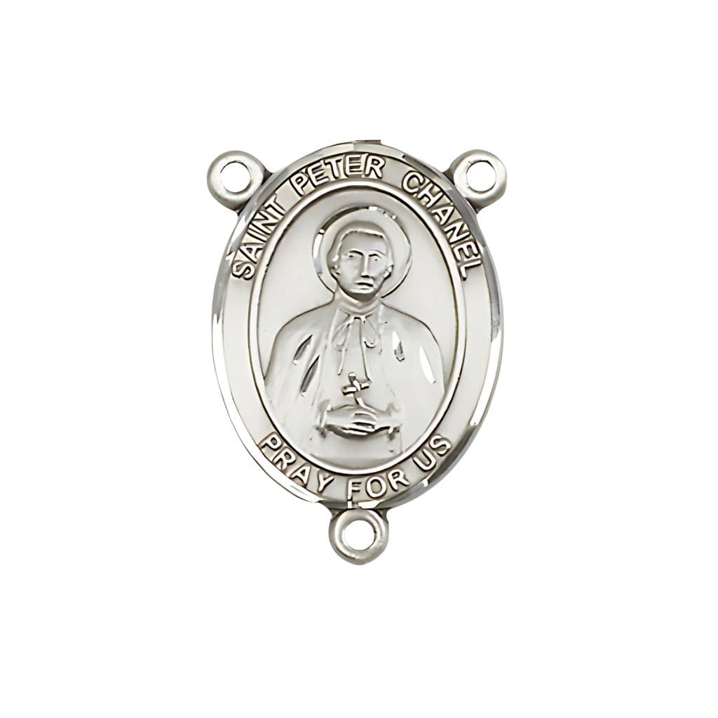Bliss St. Peter Chanel Engravable Silver Rosary Centerpiece, Measures 3/4-inch tall by 1/2-inch wide