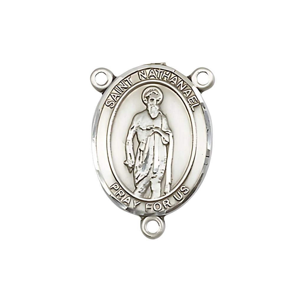Bliss St. Nathanael Engravable Rosary Centerpiece, Measures 1-inch tall by 3/4-inch wide