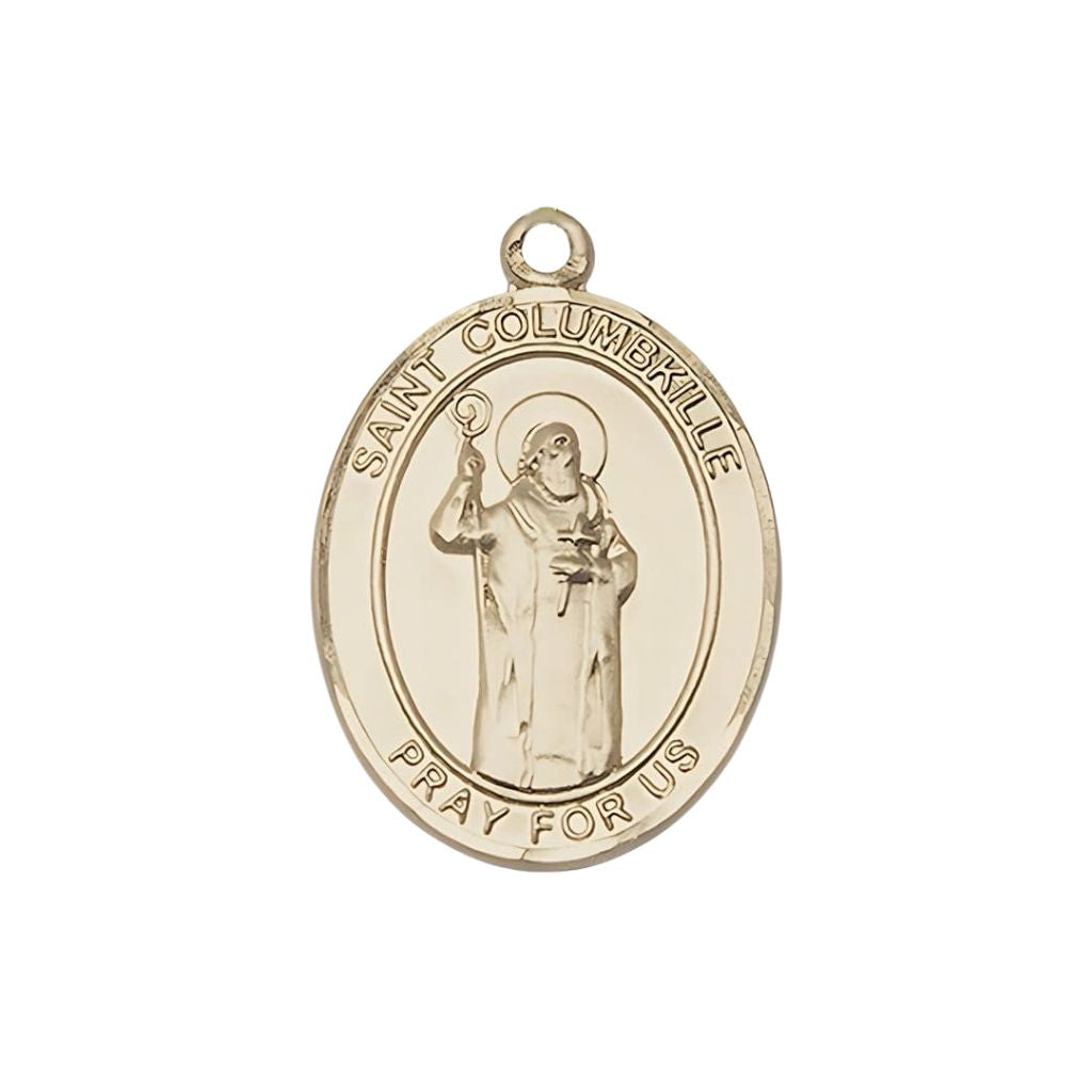 Bliss St. Columbkille 14kt Gold Oval Medal, 3/4-inch,