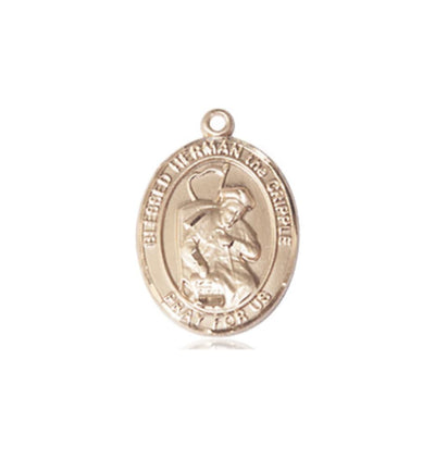 Blessed Herman the Cripple 14kt Gold Oval Medium Medal, Bliss Manufacturing