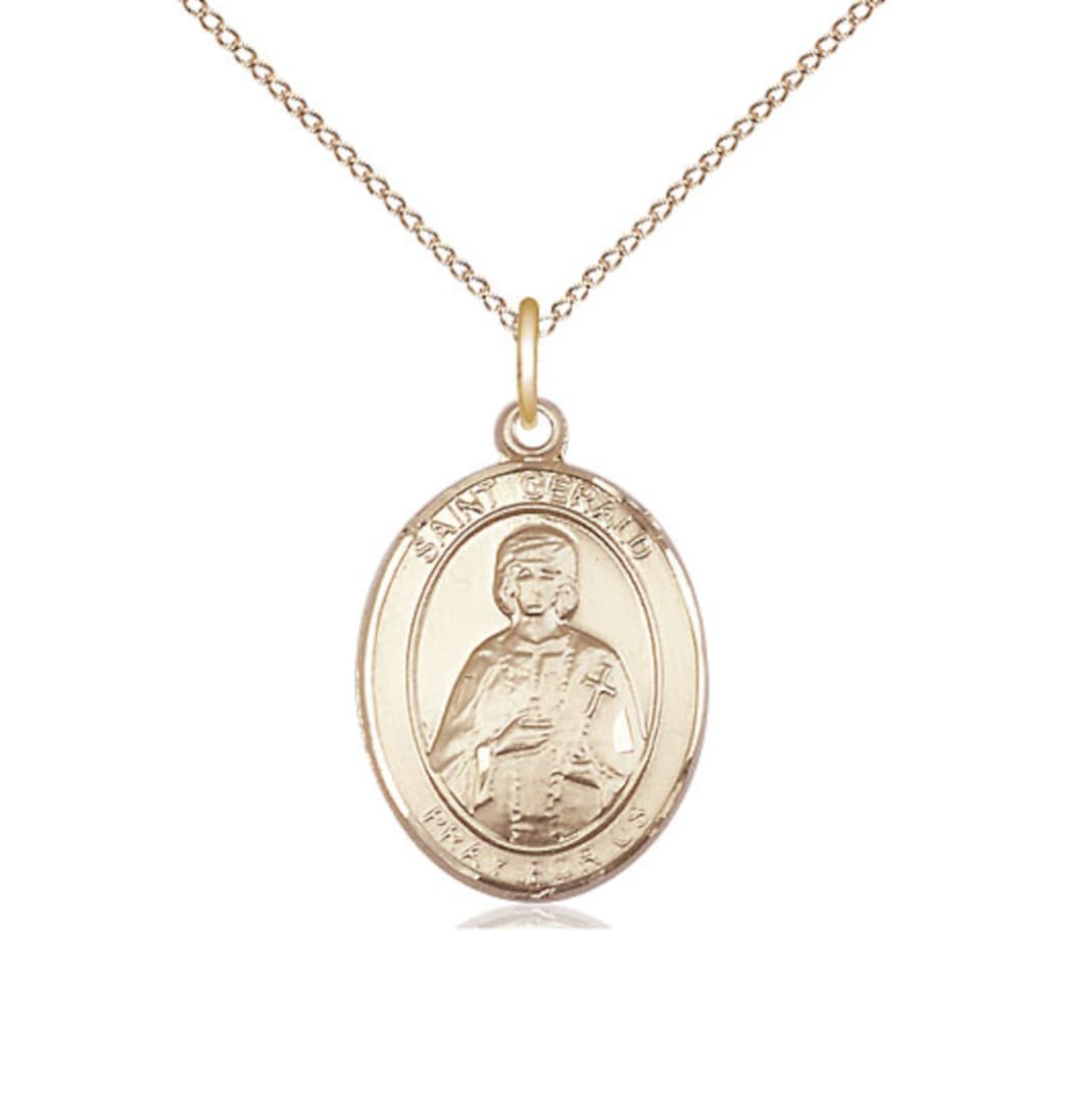 Bliss St Gerald Gold Filled Medium Oval Medal Necklace with Gold Filled Chain,