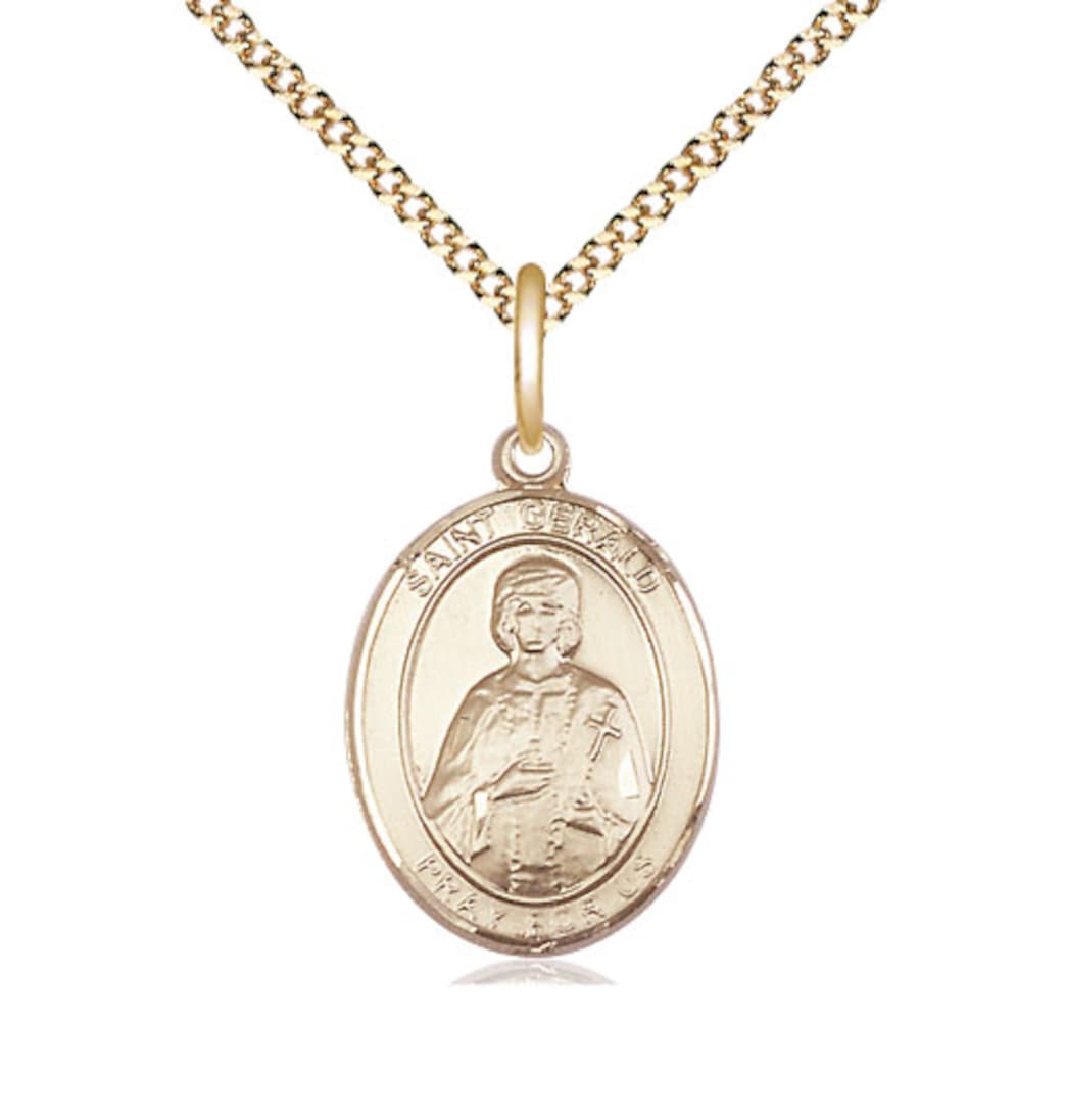 Bliss St Gerald Gold Filled Medium Oval Medal Necklace with Gold Plated Chain,