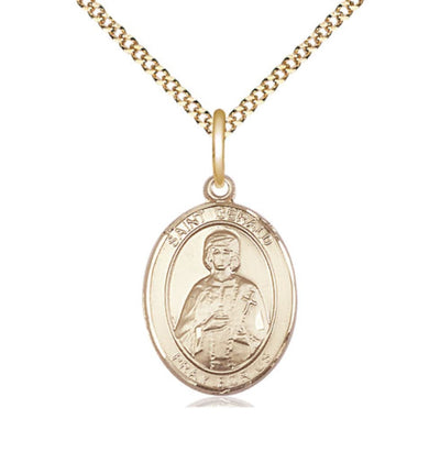 St Gerald Gold Filled Medium Oval Medal Necklace with Gold Plated Chain, Bliss Manufacturing