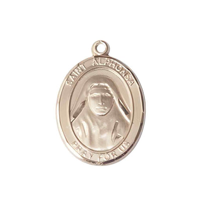 Medium Saint Alphonsa of India 14kt Gold Oval Medal Pendant comes with Deluxe Gift Box | Bliss Manufacturing