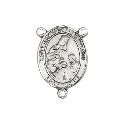St. Margaret of Scotland Engravable Rosary Centerpiece, Made in USA, pewter / sterling silver / gold-filled, Bliss Manufacturing