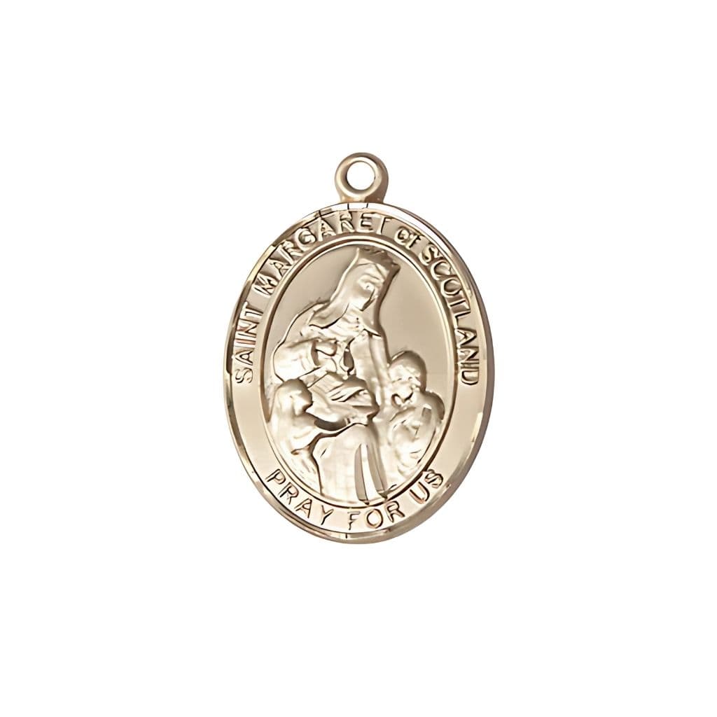 Bliss St. Margaret of Scotland 14kt Gold Engravable Medal, 3/4-inch,