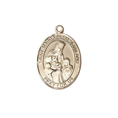St. Margaret of Scotland 14kt Gold Engravable Medal, 3/4-inch, Bliss Manufacturing