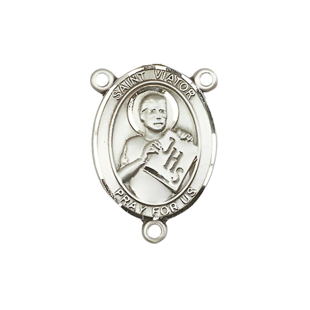 Bliss St. Viator of Bergamo Engravable Rosary Centerpiece in Sterling Silver, 3/4-inch,
