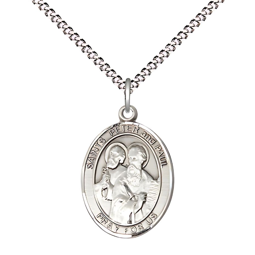 St. Peter & St. Paul Pewter Oval Engravable 3/4-inch Medal, Bliss USA,