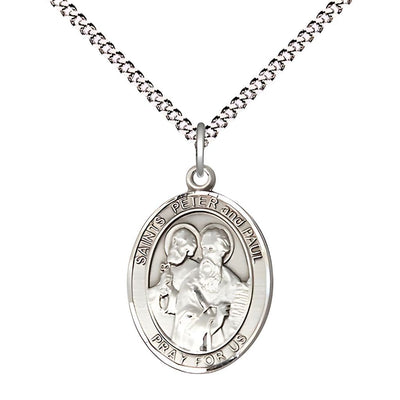 St. Peter & St. Paul Pewter Oval Engravable 3/4-inch Medal, Bliss Manufacturing