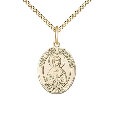 Lydia Purpuraria 14kt Gold-filled Oval Medal Pendant with Gold-plated Chain, Measures 3/4-inch tall by 1/2-inch wide, Bliss Manufacturing