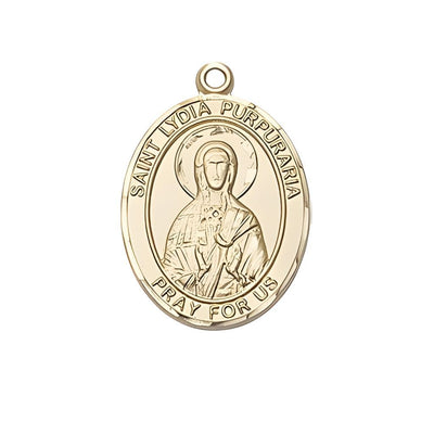 Lydia Purpuraria 14kt Gold Oval Medal Pendant, Measures 3/4-inch tall by 1/2-inch wide, Bliss Manufacturing