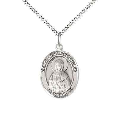 Lydia Purpuraria Sterling Silver Oval Medal Pendant with Sterling Chain, Measures 3/4-inch tall by 1/2-inch wide, Bliss Manufacturing