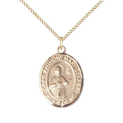 Medium Saint Anthony Mary Claret 14kt Gold-filled Oval Medal Pendant with Gold-filled Curb Chain with Deluxe Gift Box | Bliss Manufacturing