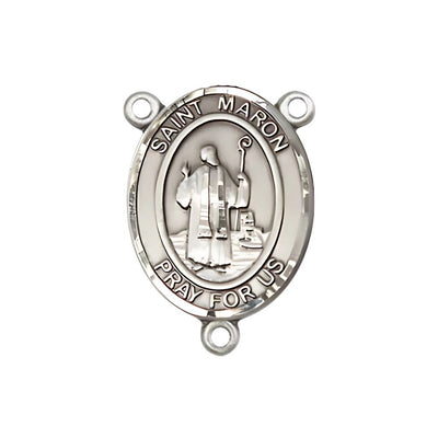 St. Maron Engravable Rosary Centerpiece, 3/4-inch, pewter / sterling silver / gold-filled, Bliss Manufacturing