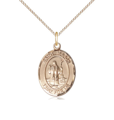 14kt Gold Filled St Maron Pendant on a 24 inch Gold Filled Heavy Curb Chain (view 4), Bliss Manufacturing