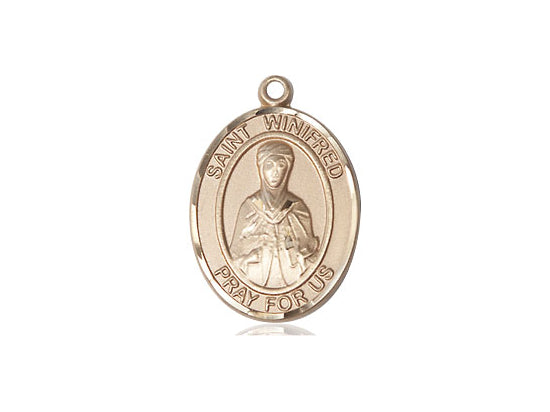 Medium Bliss St Winifred of Wales 14kt Gold Oval Medal Only,