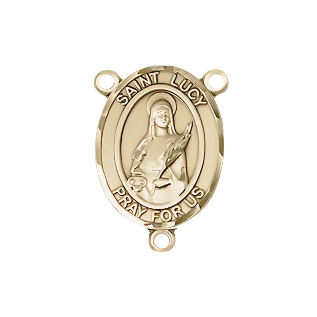 Bliss St. Lucy Engravable Rosary Centerpiece in 14kt Gold,