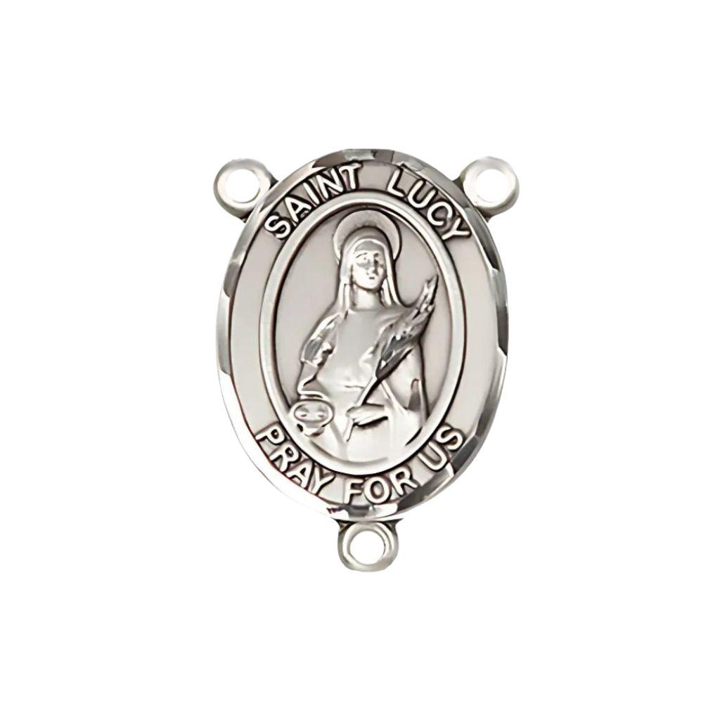 Bliss St. Lucy Engravable Rosary Centerpiece in Sterling Silver,