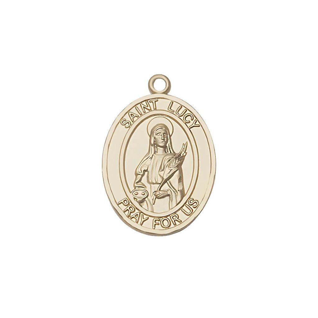 Bliss St. Lucy 14kt Gold Oval Medal, 3/4-inch, Made in USA,