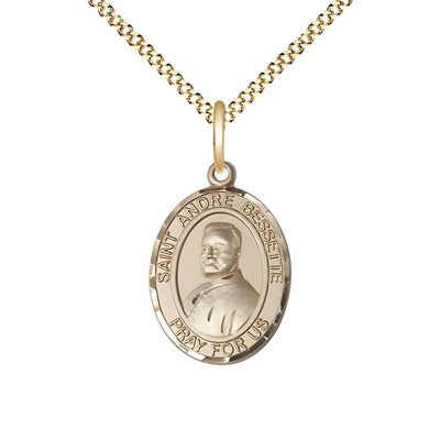 St. Andre Bessette 14kt Gold-filled Oval Medal Pendant with Gold-plated Chain, Measures 3/4-inch tall by 1/2-inch wide, Bliss Manufacturing