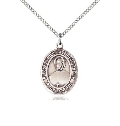 Sterling Silver Blessed Emilie Tavernier Gamelin Pendant on a Sterling Silver Light Curb Chain, Bliss Manufacturing