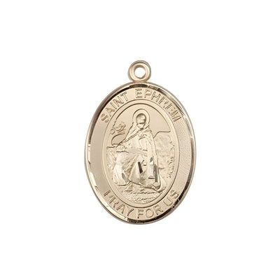 St. Ephrem 14kt Gold Oval Engravable Medal Pendant view 3, Bliss Manufacturing