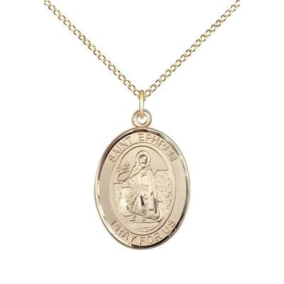 St. Ephrem 14kt Gold Oval Engravable Medal Pendant view 4, Bliss Manufacturing