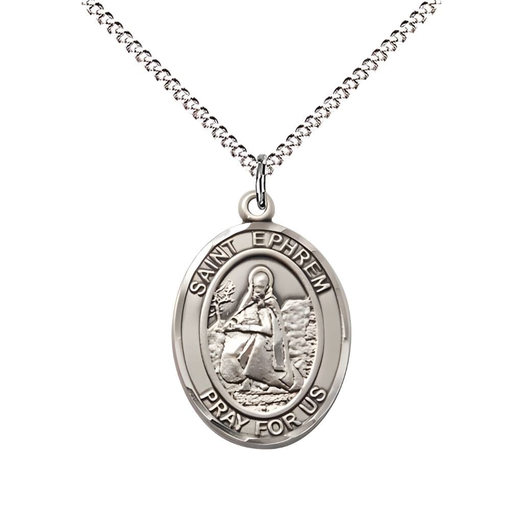 St. Ephrem Sterling Silver Oval Engravable Medal view 3, Bliss Manufacturing