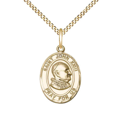 Medium Saint John XXIII 14kt Gold-filled Oval Medal Pendant with 18" Gold-plated Curb Chain with Deluxe Gift Box | Bliss Manufacturing
