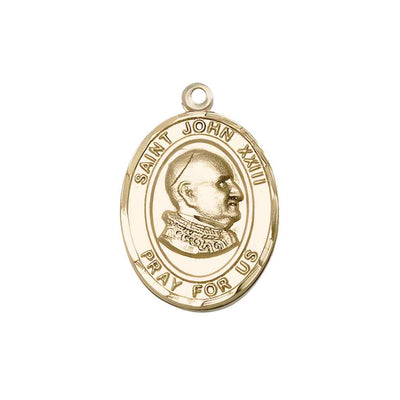 Medium Saint John XXIII 14kt Gold Oval Medal Pendant comes with Deluxe Gift Box | Bliss Manufacturing