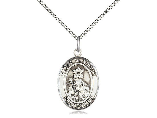 Bliss St Vladimir Sterling Silver Oval Medal Necklace