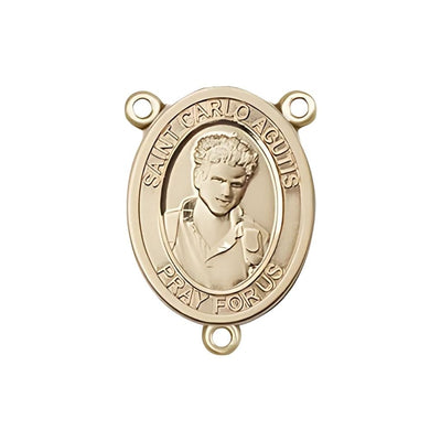 St. Carlo Acutis Gold Engravable 3/4" Rosary Centerpiece, Bliss Manufacturing