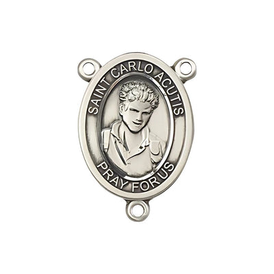 St. Carlo Acutis Silver Engravable 3/4" Rosary Centerpiece, Bliss Manufacturing