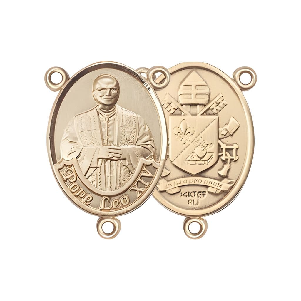 Bliss Pope Leo XIV Engravable Rosary Centerpiece in 14kt Gold-filled, Measures 3/4 x 1/2 