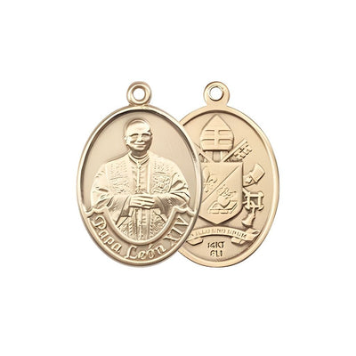 Papa Leon XIV 14kt Gold Oval Medal Pendant, Measures 3/4-inch tall by 1/2-inch wide, Bliss Manufacturing