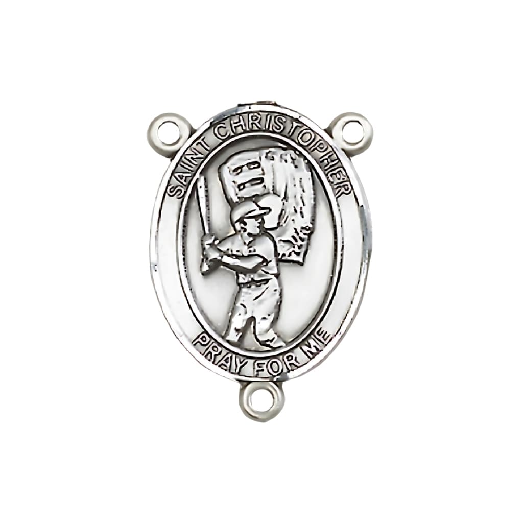  Bliss St. Christopher Baseball Player Engravable Rosary Centerpiece, 3/4-inch,