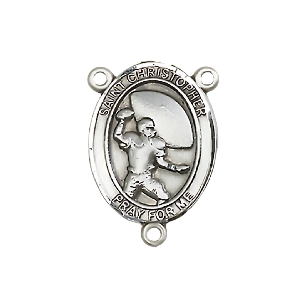  Bliss St. Christopher Football Player Engravable Rosary Centerpiece, 3/4-inch,