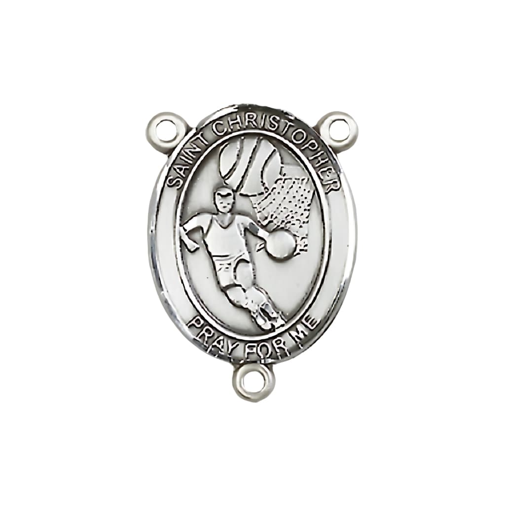  Bliss St. Christopher Basketball Player Engravable Rosary Centerpiece, 3/4-inch,