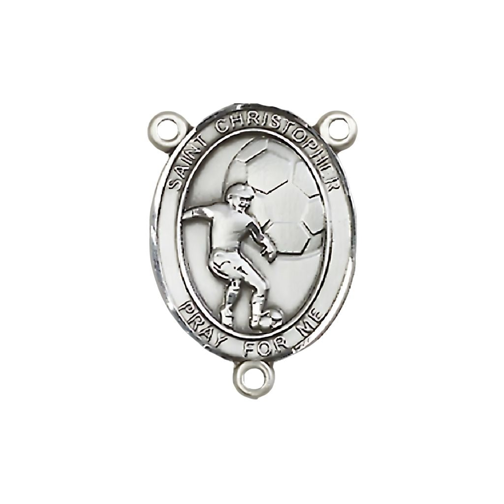  Bliss St. Christopher Soccer Player Engravable Rosary Centerpiece, 3/4-inch,