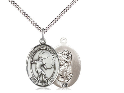 St Christopher Soccer Player Catholic Patron Saint Medal, pewter, Bliss Manufacturing