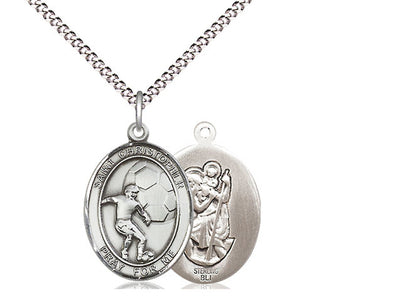 St Christopher Soccer Player Catholic Patron Saint Medal, sterling silver, Bliss Manufacturing